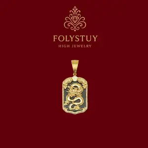 [70mm with 33mm Dragon Pendants][FOLYSTUY (YNK21)] The dragon pendant inlaid with black agate is suitable for both women and men, featuring an elegant design that is perfect for the fashion trends of the festival.