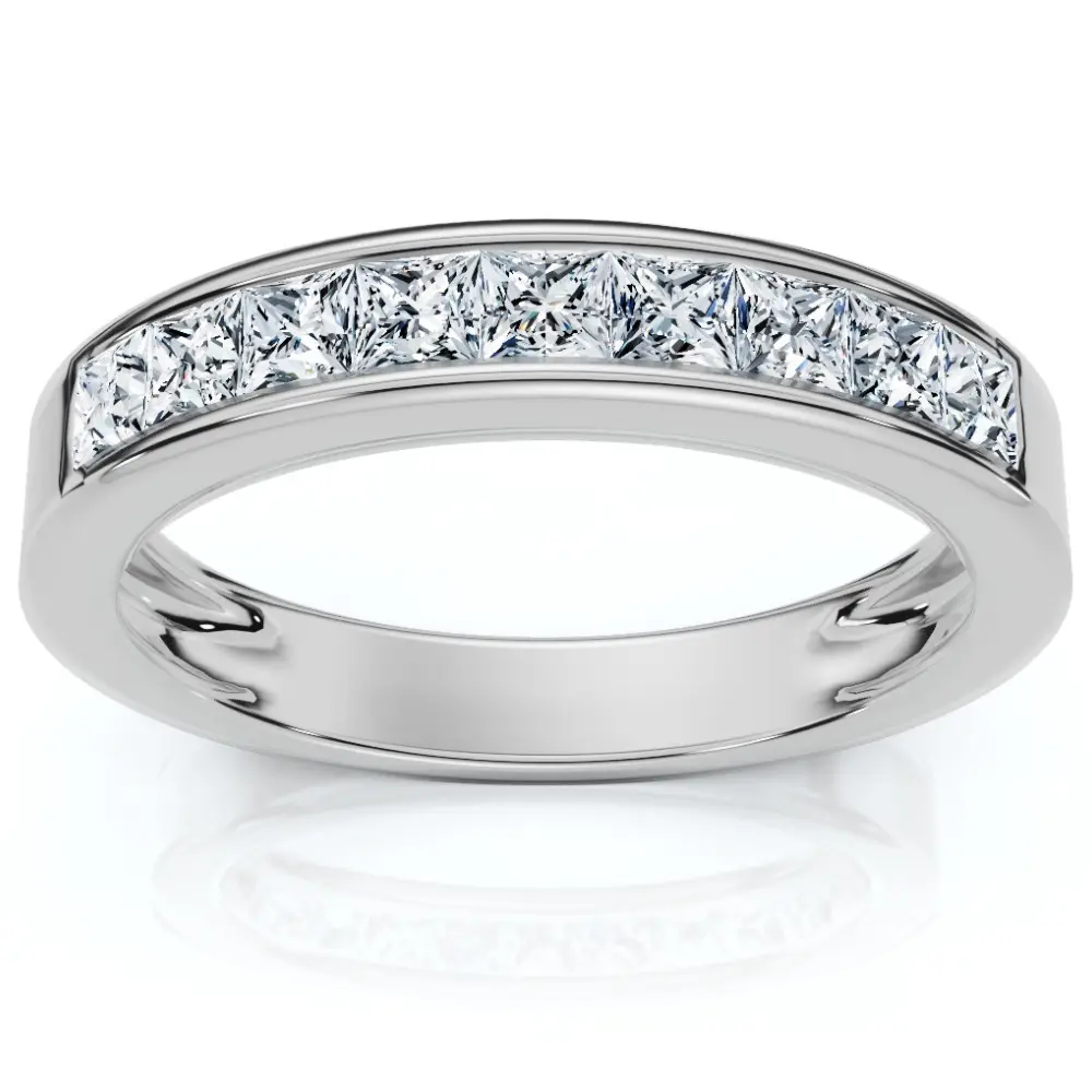 1/2Ct Princess Cut Diamond Wedding Ring 14k Gold Channel Set Lab Grown