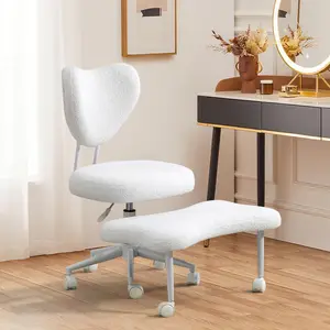 Meditation chair, an ergonomic cross-legged seating chair with lumbar support and a height-adjustable seat cushion, ideal for people engaged in high-intensity office work. Beige