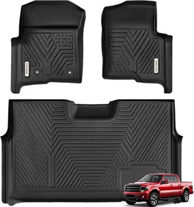 YITAMOTOR Floor Mats Compatible with 2010-2014 Ford F-150 F150 Super Crew/Crew Cab with 1st Row Bucket Seat, Custom Fit 2 Row Set (Front & 2nd Seat)