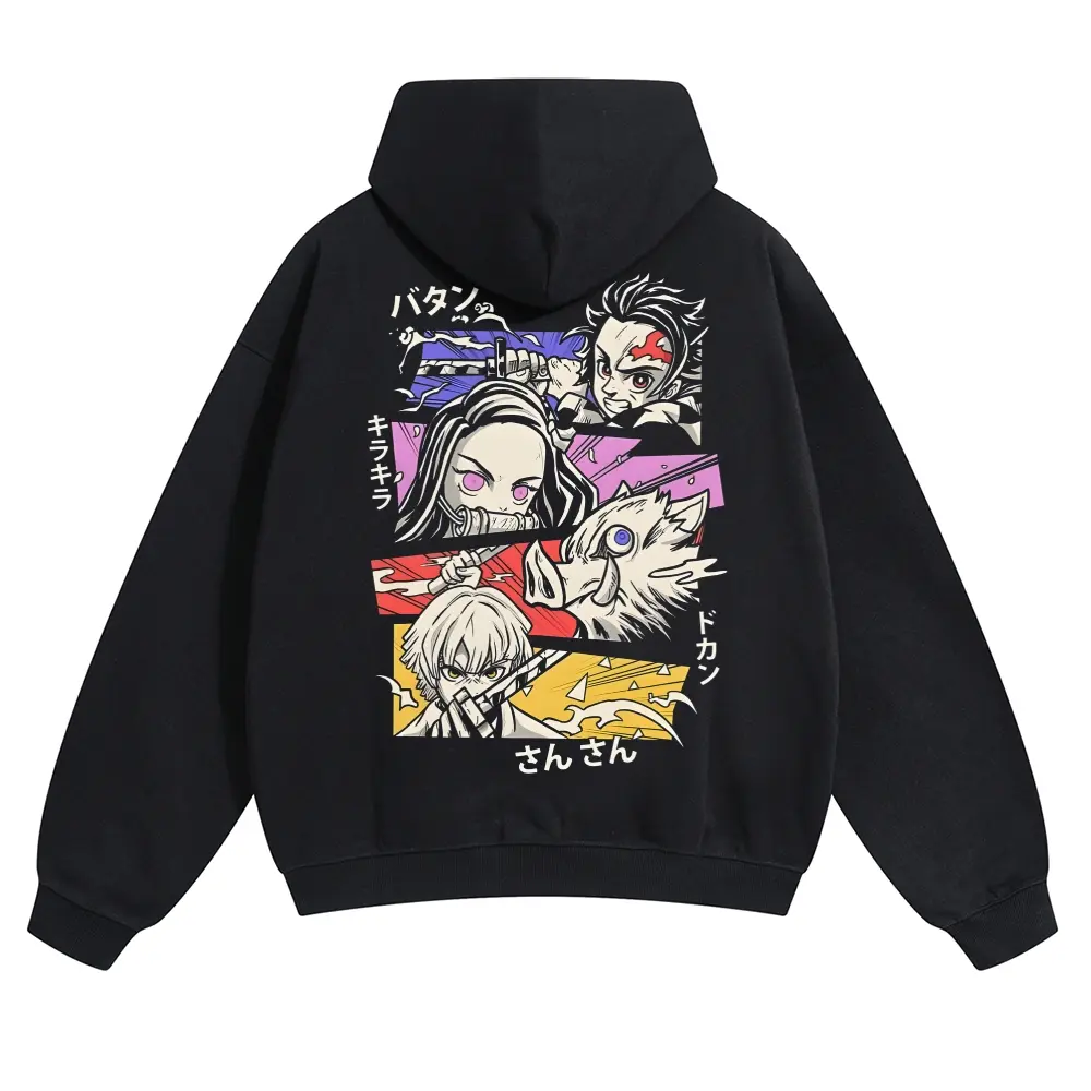 Demon Slayer Menswear Cotton Graphic Hoodies, Unisex 80s-90s Streetwear Long-Sleeve Tops, Fall-Freshness Sweatshirts, Funny Anime Gifts for Men