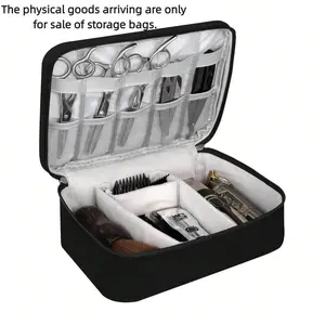Portable Travel Bag for Barber Tools, Includes Case for Hair Tools & Holder for Clipper Guards, Ideal for Storing Scissors & Supplies, Travel Organizer Bag