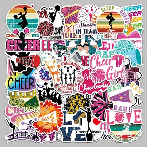 Cartoon Cheerleading Girl Pattern Decorative Sticker, 50pcs Creative Decorative Graffiti Sticker for DIY Craft, Decorative Sticker for Stationery Computer Water Bottle Skateboard, Diy Crafts Stickers, Sticker Packs, Aesthetic Stickers, Decal Sticker