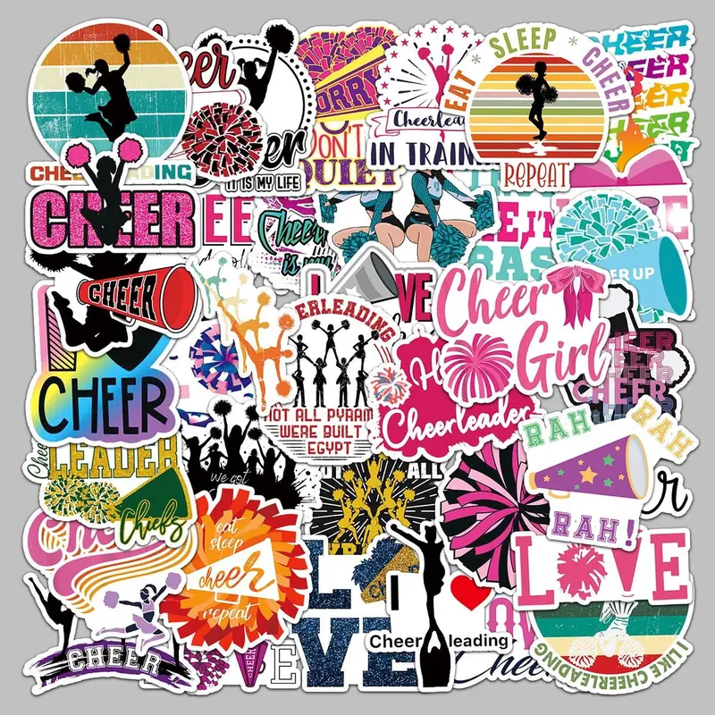 Cartoon Cheerleading Girl Pattern Decorative Sticker, 50pcs Creative Decorative Graffiti Sticker for DIY Craft, Decorative Sticker for Stationery Computer Water Bottle Skateboard, Diy Crafts Stickers, Sticker Packs, Aesthetic Stickers, Decal Sticker