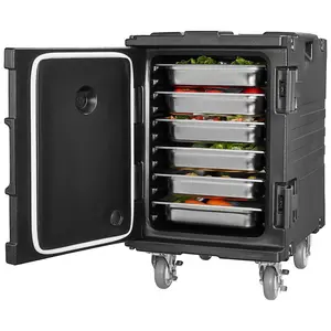 【Father's Day】VEVOR Insulated Food Pan Carrier,  , 95 Qt Hot Box for Catering, Food Box Carrier with Buckle, Front Loading Food Warmer with Handles, End Loader with Wheels for Restaurant, Canteen