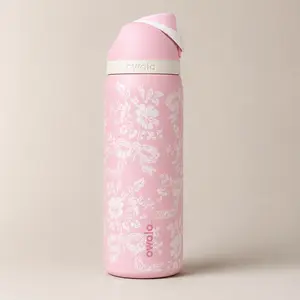 Owala 32oz FreeSip Insulated Water Bottle Pink Floral Bow Print Leak-Proof Stainless Steel Travel Mug Keeps Drinks Cold 24H Drinkware Flasks Portable Stylish Bottled Stranger Things sublimation, Insulated Cup, Thermo Tumbler