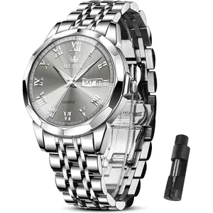OLEVS Watch Men Luxury Watches for Men (Silver/Gold/Blue/Black)(Diamond/Roman Numeral/Arabic Numeral) Dial Watches Stainless Steel Watch Date Waterproof Dress Casual Reloj
