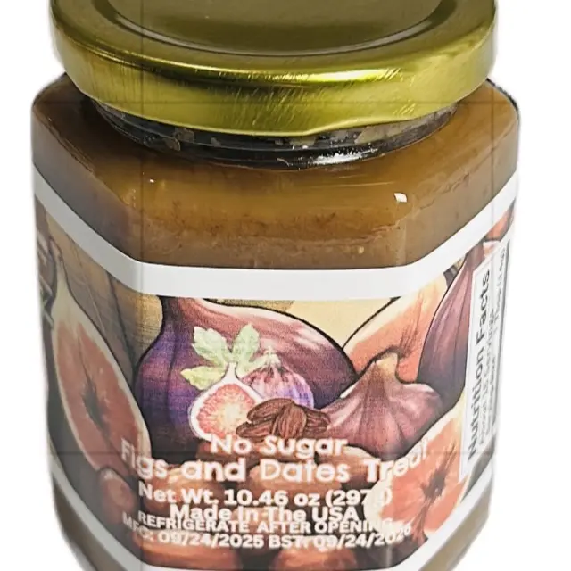 No Sugar Added Organic Figs and Dates Treats 10.46 oz Jar Made in USA No Added Sugar Organic Fig and Dates Treats