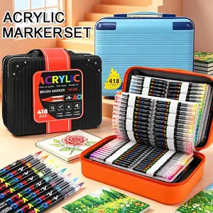 Professional Art Supplies, 418 Colors Per Brush, Soft Tip Painting Brushes, Ideal for Fabric, Stone, Glass, Wood, Back-To-School Art Set