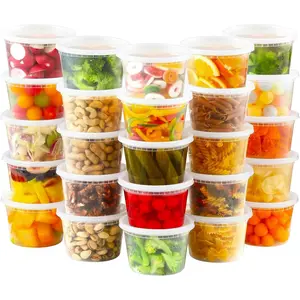 16 oz Plastic Deli Food Containers With Lids, Airtight Food Storage Containers, Freezer/Dishwasher/Microwave Safe, Soup Containers For Takeout Meal Prep Storage