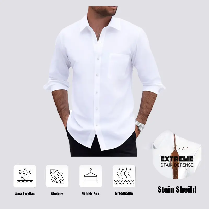 Alimens & Gentle Stain Sheild  Dress Shirts for Men Slim Fit Mens Dress Shirts Long Sleeve Button Down Shirt Men Shirts summervibes Casual Top