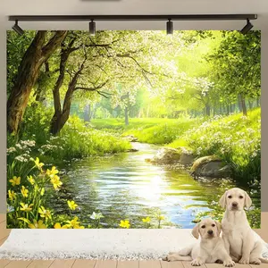 Summervibes A Bright Forest Trail Adorned with Vibrant Foliage, a Peaceful Nature Stroll, Premium Photography Backdrop, Themed Party Wallpaper, Entertaining Photo Booth Accessory, And Foot Decor,summervibes