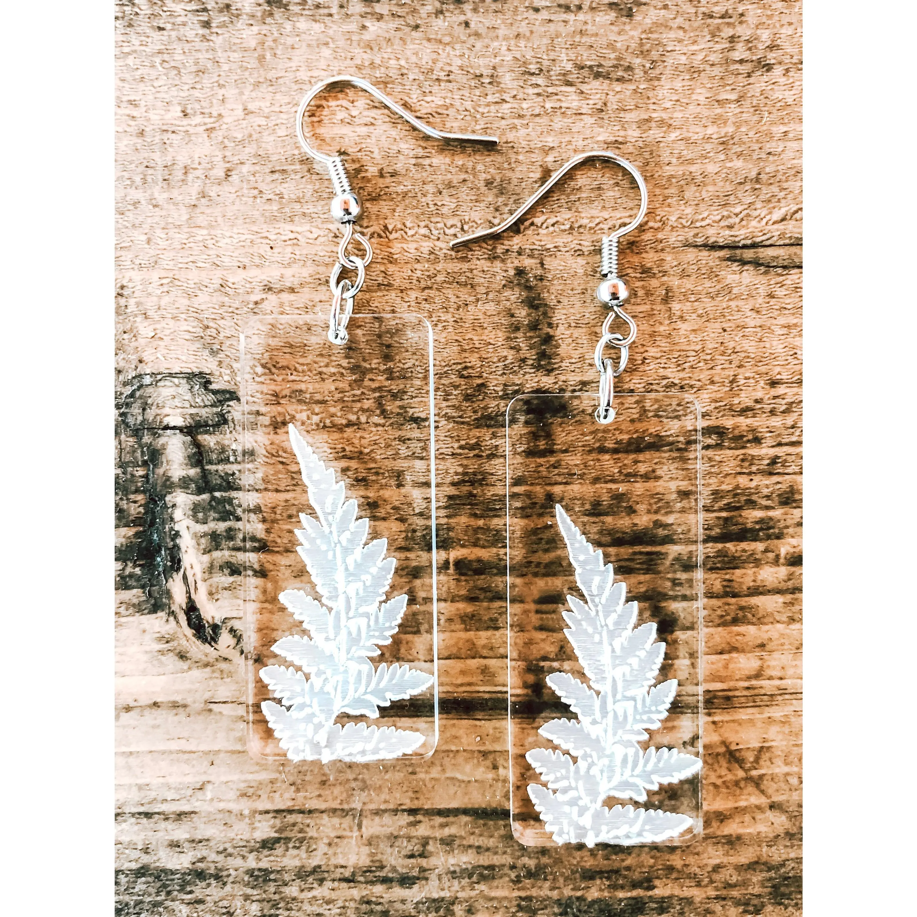 Crystal Clear Fern Acrylic Earrings