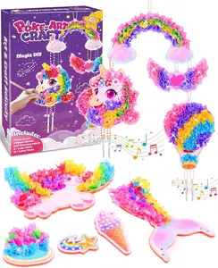 Unicorn Poke Art Kit for Girls, DIY Wind Chime Craft Activity, Mess-Free Art Gifts for Kids Ages 4 5 6 7 8 9 10 Birthday Present