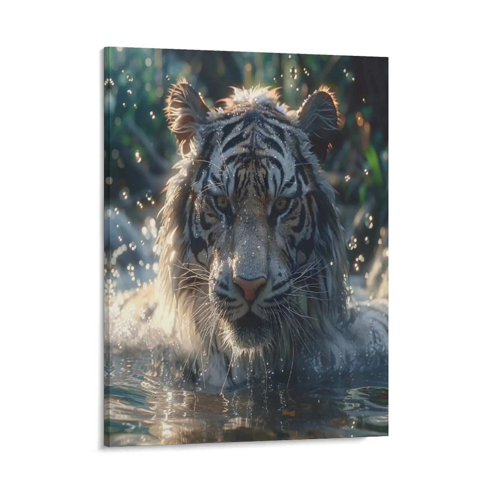 Cute White Tiger Posters Wall Art Prints Nature Animal Theme Tiger Head Close Up Canvas Posters Home Wall Art Family Bedroom Office Decor Aesthetic Festival Gift