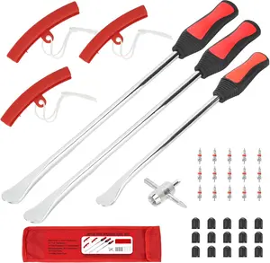 38PCS Tire Spoons Tool Set, Premium Tire Irons Tire Changing Kit with 14.5" & 11.5" Levers for Motorcycle, Dirt Bike & Lawn Mower, including Rim Protectors, Valve Tools & Accessories