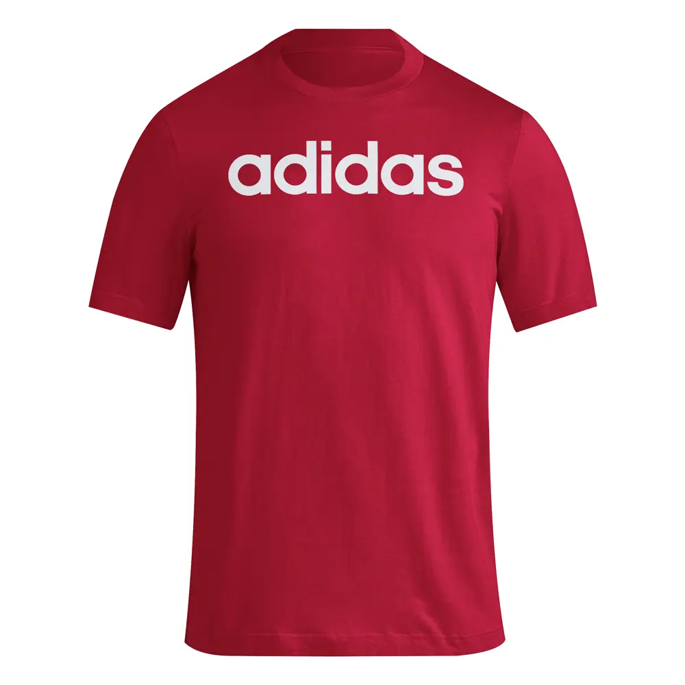 adidas Mens Essentials Single Jersey Linear Embroidered Logo Casual Tops Casual - Red