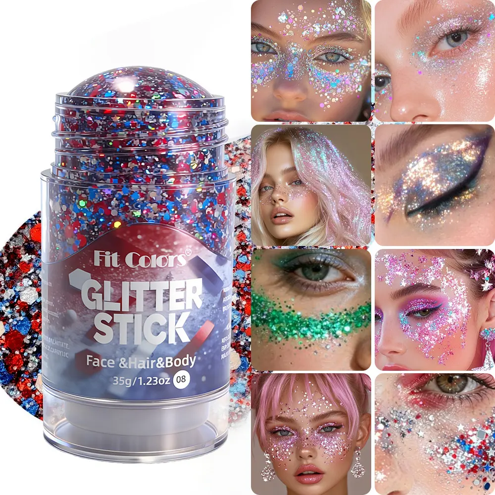 Shimmery hair wax stick with laser glitter sparkle, Sparkly Shimmer, Body Shimmer, Body Glow, creates stunning galaxy effect on face and hair. Works as eye shadow too. Ideal for festive parties and gorgeous stage makeup