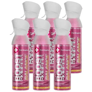 Boost Oxygen Natural 5 Liter Pure Oxygen Canister, Pink Grapefruit (6 Pack)