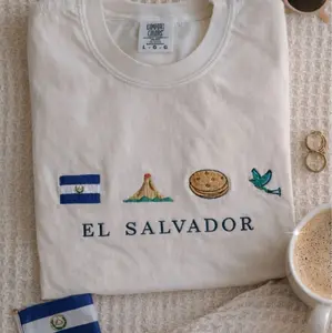 El Salvador Embroidered Shirt  | Pupusa Volcano Bird Tee | Comfort Colors Vintage Style | Hispanic Heritage Shirt