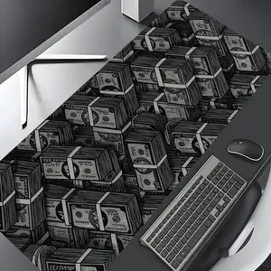 Stacked Black and White Dollars Design Large Gaming Mouse Pad, Hypebeast Aesthetic Stylish Desk Protector, Washable Rubber Pad, Non-slip Lock Edge Multi-size Mouse Pad for Home Office, Mousepad, Desk Accessories