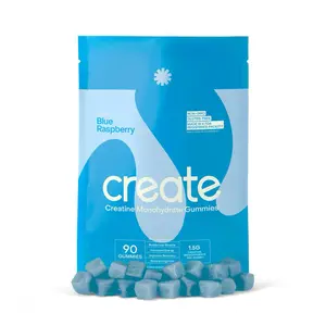 Create Creatine Monohydrate Gummies for Men & Women, 90 ct Blue Raspberry Gummies, 1.56 g Each, Boost Focus, Strength, Dietary & Vitamin Healthcare Muscle Fitness