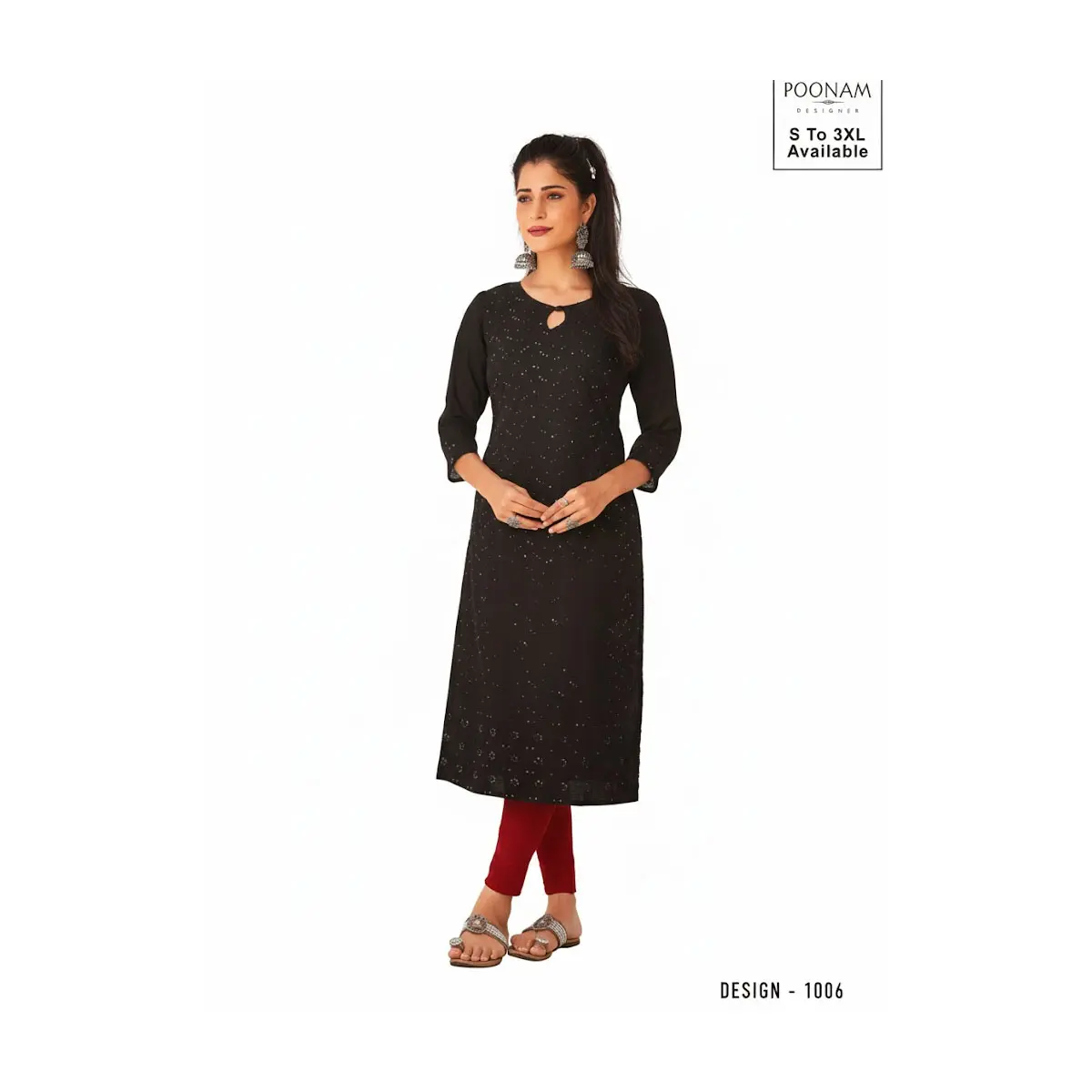 KR-4 Poonam  Keyhole-Neck Straight Kurti