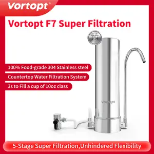Vortopt F7 Countertop Water Filter System, 5-Stage Filtration, Rapid Flow, 6-8 Months or 8000 Gallons, Reduces Chlorine & Heavy Metals, Includes 1 Filter