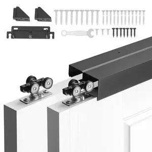 Bypass Sliding Door Hardware Kit, 6 Ft Aluminum Alloy Dual-Track Door Track System For Closet, Smooth Quiet Sliding, Easy Install, Works With 1 To 1-3/4 Inch Thick Doors, 36 Inch Width, 2-Door Kit