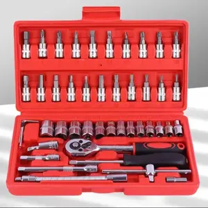 home improvement tools， 46-Piece set of screwdrivers, various auto repair tools, ratchet wrench combination sleeve, manual hardware, home car toolbox set, 46 pcs llave de trinquete outdoorfun