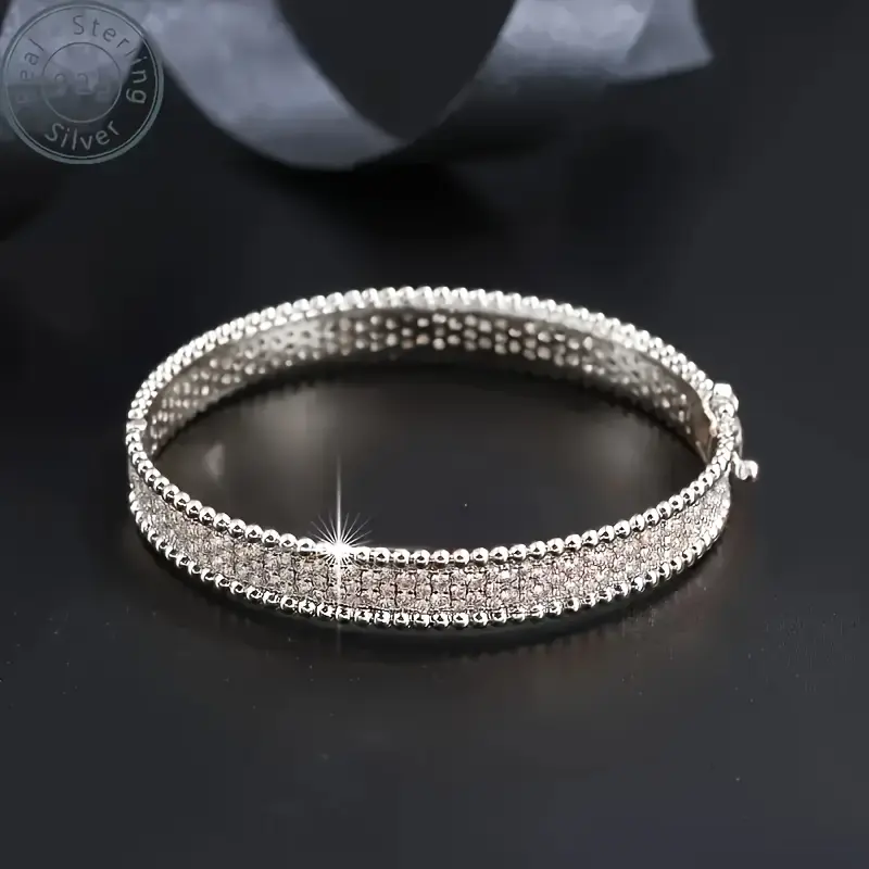 Boutique Fashion 925 Silver Silver Diamond Bracelet, Allergy Pntion, Inset Full Of Moissanite, Elegant And Sexy, Wedding, Valentine's Day, Thanksgiving, Christmas Gifts, Send Girl To Wife To Mother With Exquisite Gift Box