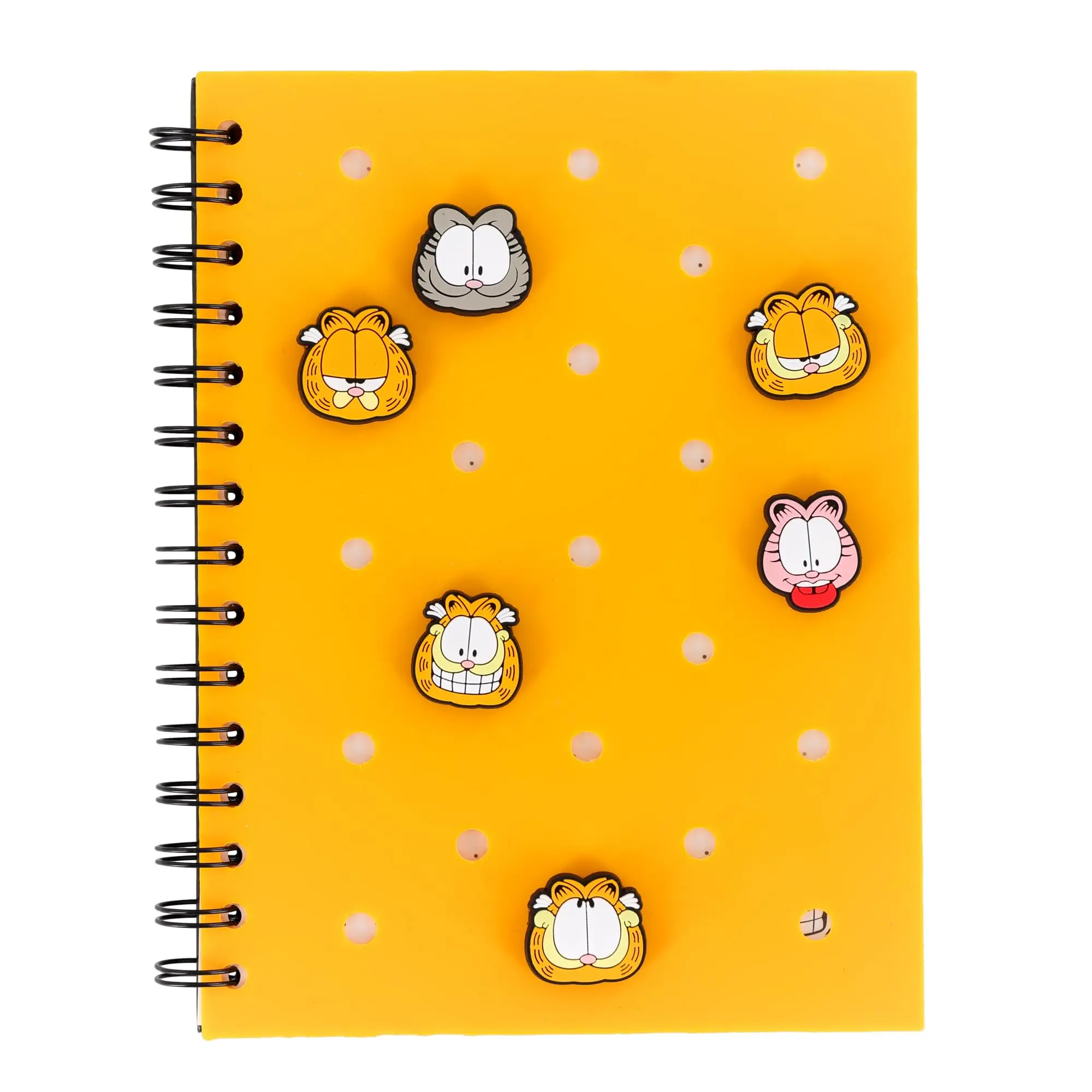 Garfield Cartoon Pattern Notebook, 160-Page Customized Silicone Spiral Journaling Supplies, 6x8 Inches, Easy Writing Office Stationery with Pop Charms