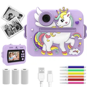 Portable Mini Instant Print Camera for Kids, Includes Paper & Lanyard, Perfect Christmas Birthday Gift for Boys & Girls, Ages 3-12, Equipped With 3 Rolls Of Photo Printing Paper