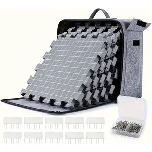 Yrangee Blocking Mats for Knitting, Extra Thick Crochet Blocking Boards with Grids for Needlepoint or Crochet,9 Pack Knitting Mats with 10 Knitting Blockers, 150 T-Pins and Storage Bag