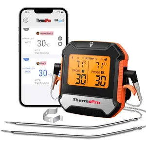 ThermoPro TempSync Link Digital Bluetooth-enabled Smart Thermometer 450 ft Remote Range High Heat Resistance with App for Custom Target Temp & Alarm