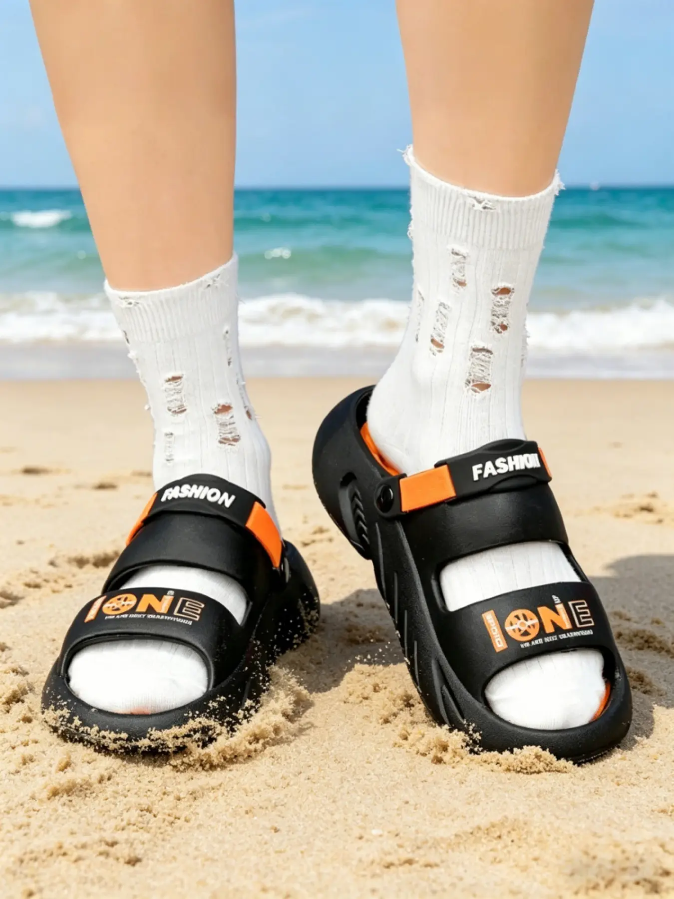 1 Pair of Men's Plus Size 2-Way Slides: Shock-absorbent & Comfortable, Massage Particle Footbed, Adjustable Heel Strap, Ideal for Men's Daily Streetwear in Summer