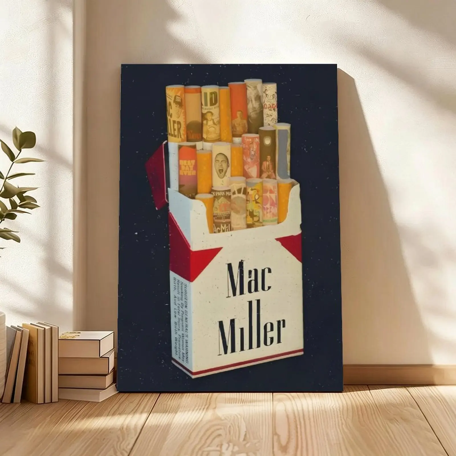 Vintage Retro Cigarette Pack Discography Poster, Artistic Music Painting Wall Art Print, Framed or Unframed Options, Multiple Sizes, Waterproof Home Decor for Bedroom, Kitchen, Living Room and Dorm Walls