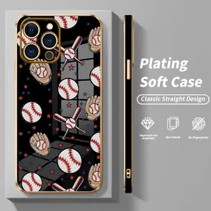 Case for iPhone 16 Pro Max 15 Plus 14 13 12 11 XS XR Baseball design Drop Protection Shockproof Soft Silicone smartphone Cover
