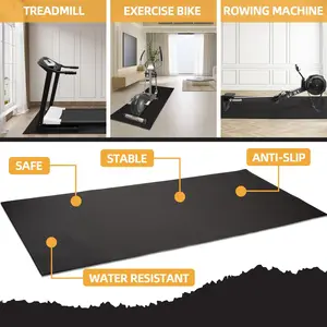 Elevon 2' x 4' High Density Gym Fitness Equipment Mat, Floor Protection, Black