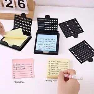 Reusable Sticky Note Template Set with Stand, Includes Five Different Patterns, 3x3 Inch, Ideal for Desk Organization, Sticky Labels, Sticker Sheets, Office Supplies