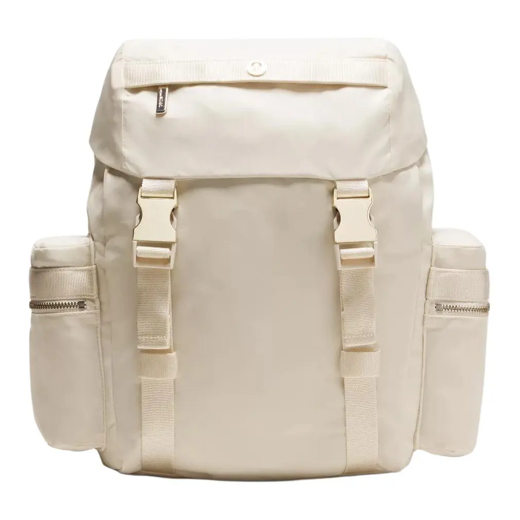 Lululemon Wunderlust 14L Casual Nylon Lightweight Backpack, Water Resistant, Drawstring Opening, Multiple Pockets for Men and Women, Light Ivory Daypack, Casual Nylon Backpack