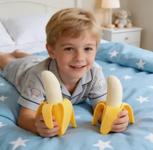 Fruit Series 2PCS Big Banana Squishy Fidget Toy Realistic Food Squeeze Toy  for Stress Relief Anxiety ADHD Sensory Toy for Kids Adults Soft Decompression Mochi Dough Ball Birthday Gift Fun Party Favor Mood Booster Essential Toy Indoor Entertainment