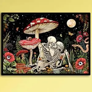Mushroom 5D Diamond Art Kits Full Drill DIY Crafts for Adults Home Decor Diamond Dots Skeleton Moon Night Embroidery Set Handicraft Gifts Handcraft