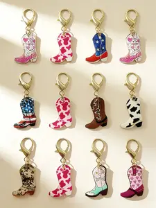 12pcs Vintage Cowboy Boot Alloy Keychains, Western Style, Cute keychain, Perfect Gift for Weddings, Easter, Festivals, Birthdays, Christmas