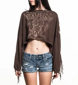 Affliction Women's Long Sleeve Shirt Crystal Canyon