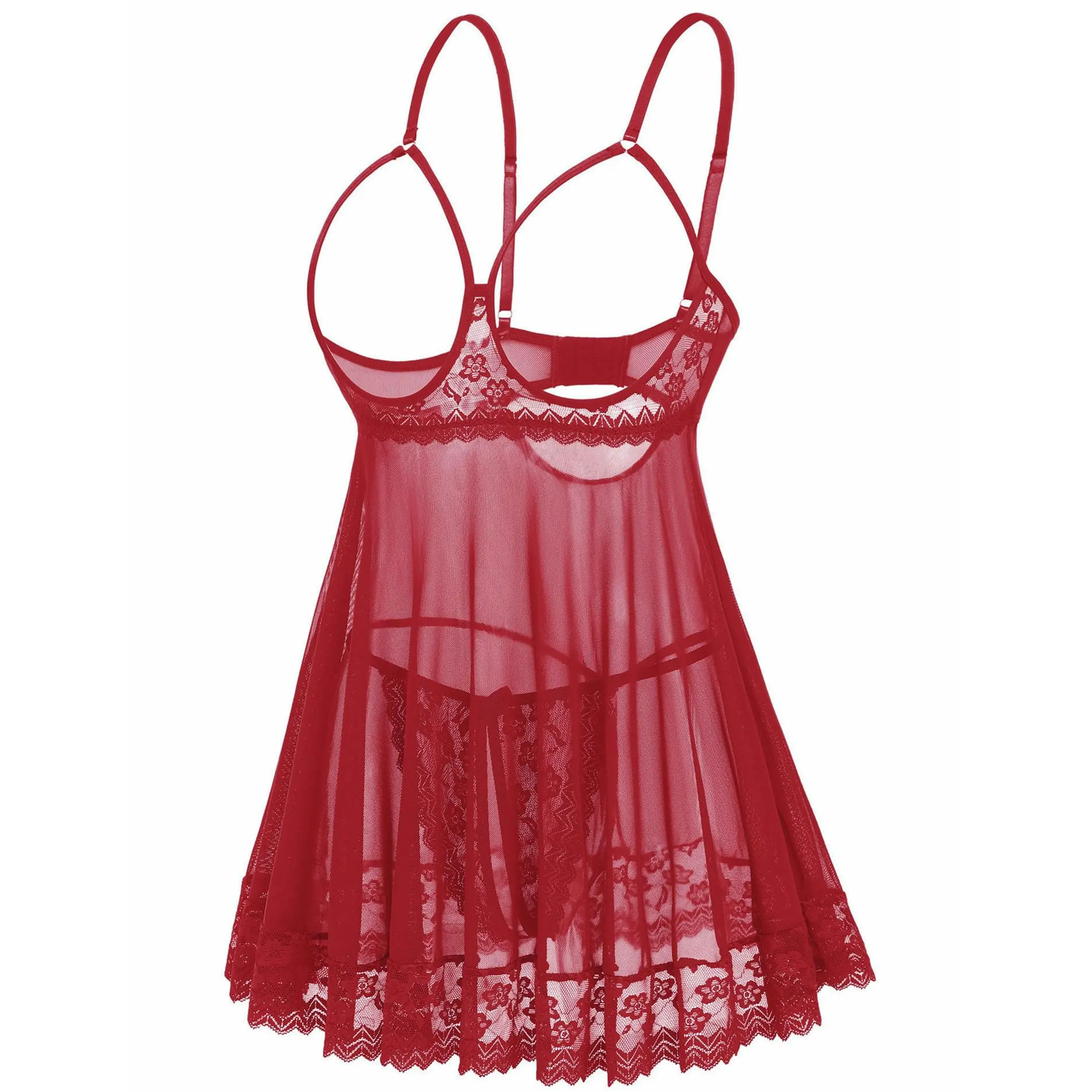 Avidlove Lace Dress Lingerie for Women Sheer Mesh Chemise Sleepwear Exotic Boudoir Outfits