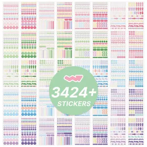 Colorful PET Waterproof Label Sticker Book, 40 Sheets Index, Weekly & Monthly Planner Stickers for Study, Work and Home Organization, Sticky Labels