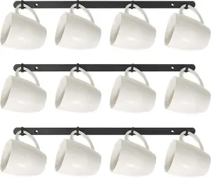 3Pack Hanging Mug Racks for Wall,Coffee Cup Holder Wall Mount with 12 Mug Hooks,Mug Display Rack Cup Holder Storage for Kitchen, Home, Coffee Bar