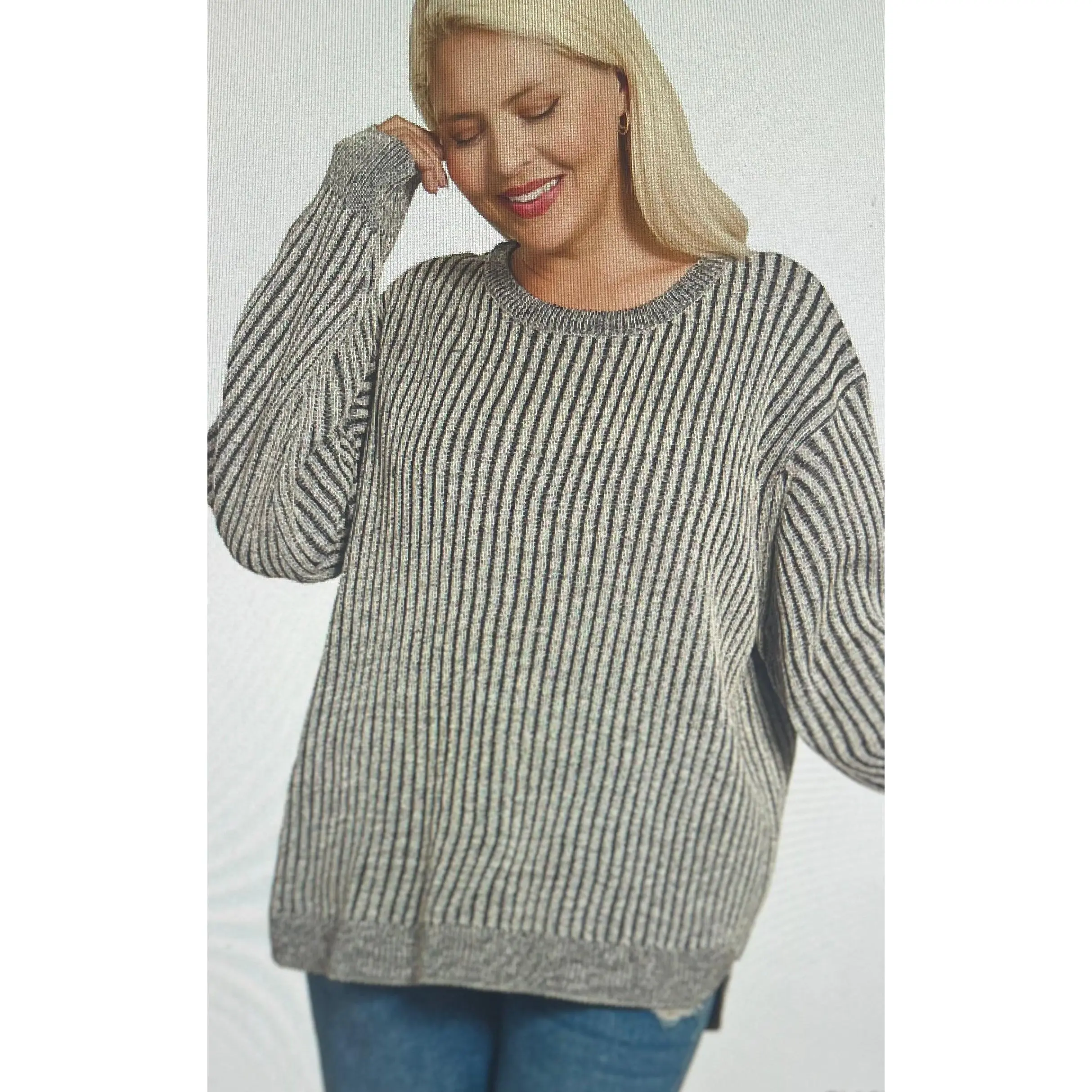 Black Two-Toned Sweater PLUS
