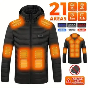 21 Areas Heated Jacket Heating Vest Men's Thermal Women's USB Heated Vest Warm Clothing Motorcycle Camping Winter for Man Waterproof Heated Jacket with Hood Menswear Coats  Heated Waterproof Jacket
